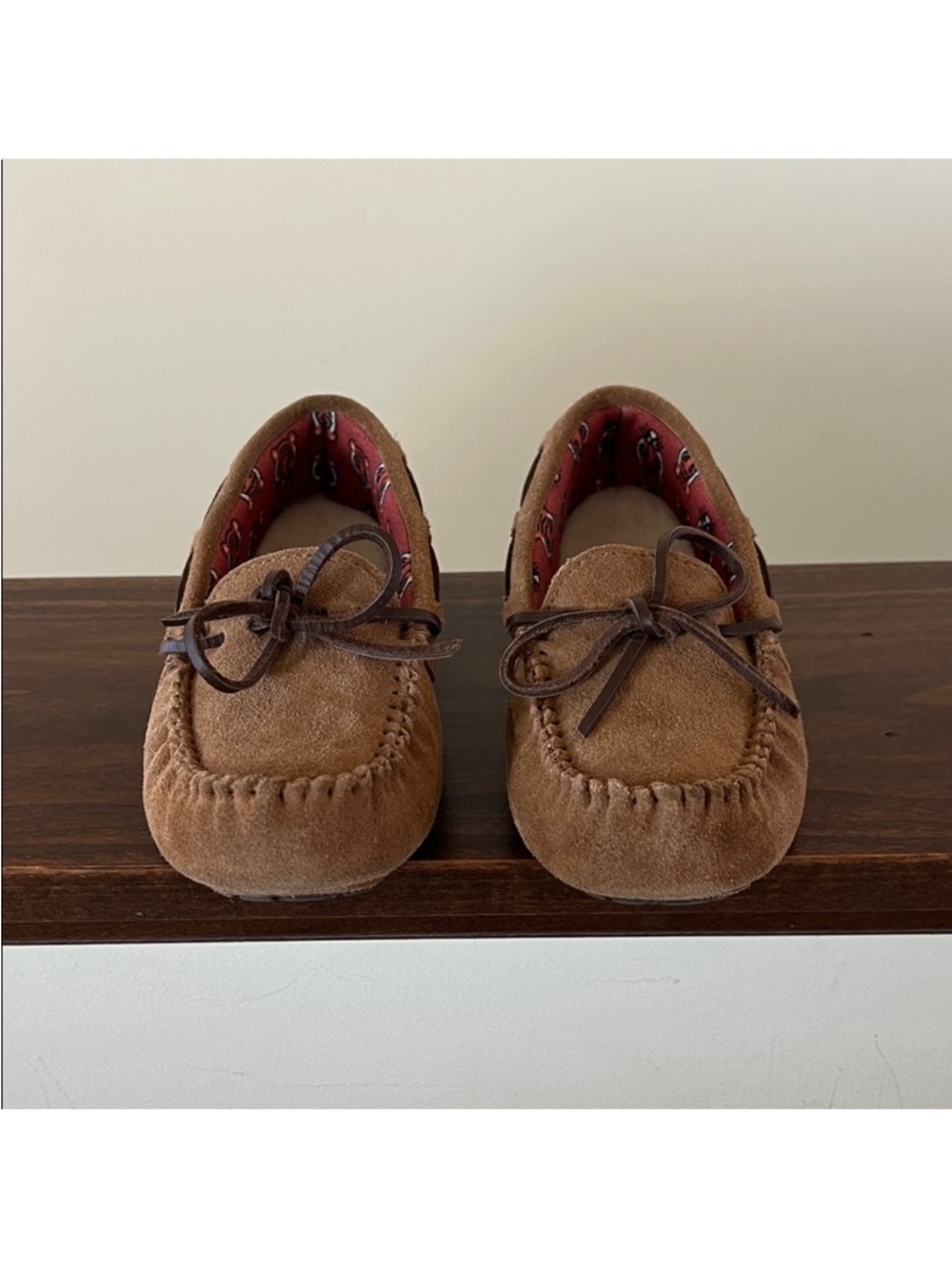 UGG Kids Tan Suede Moccasin with Bow